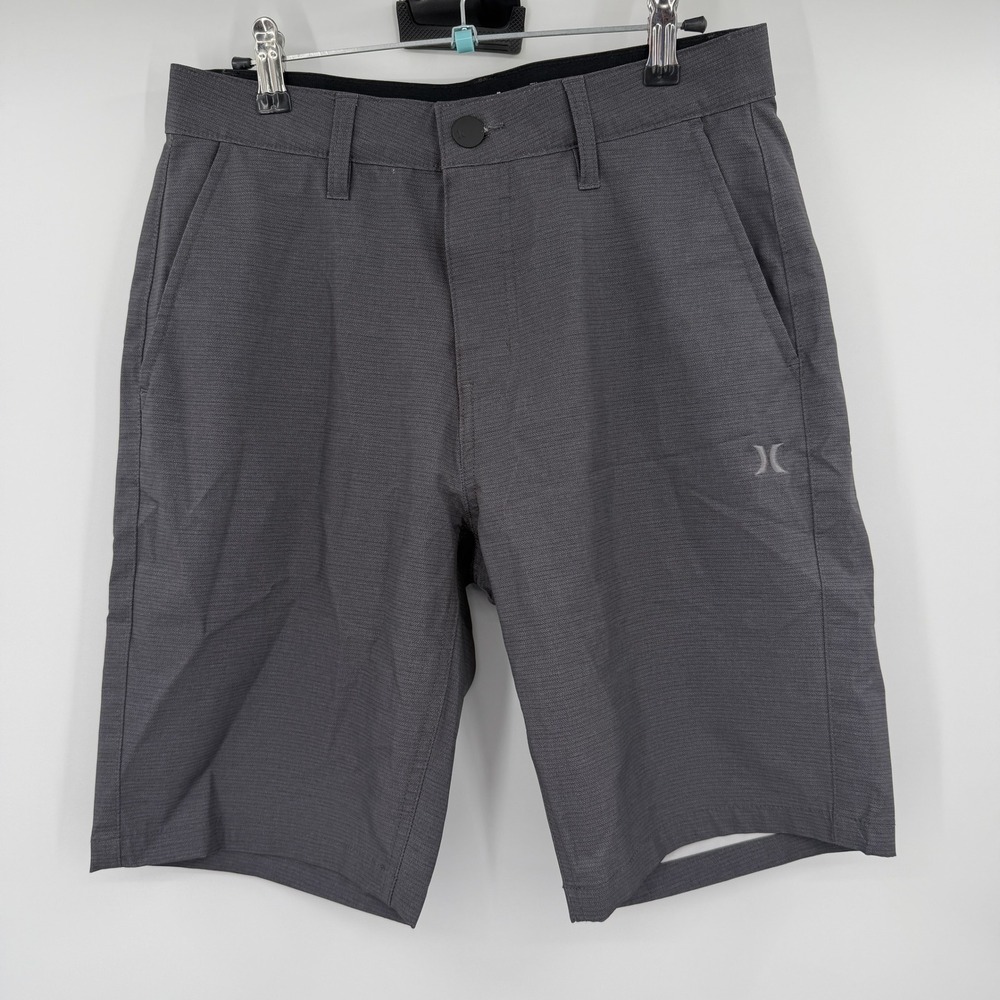 Hurley Mens Hybrid Shorts Grey Textured Walkshorts Size 28 Quick Dry Surf Casual